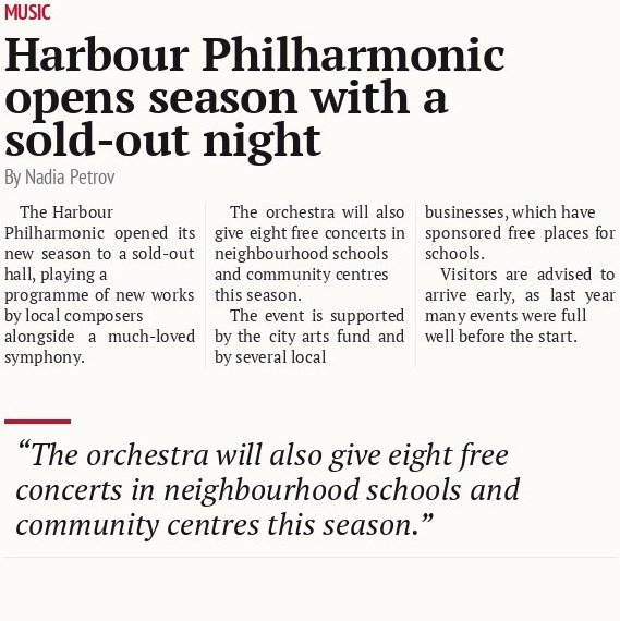 Harbour Philharmonic opens season with a sold-out night