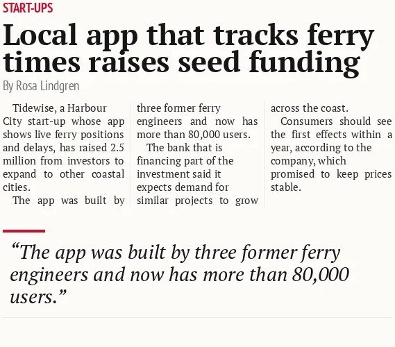 Local app that tracks ferry times raises seed funding