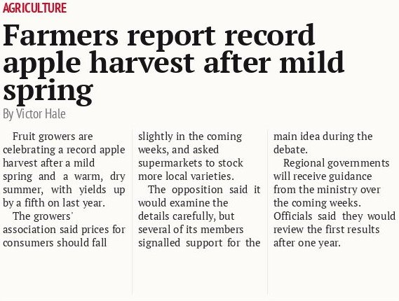 Farmers report record apple harvest after mild spring