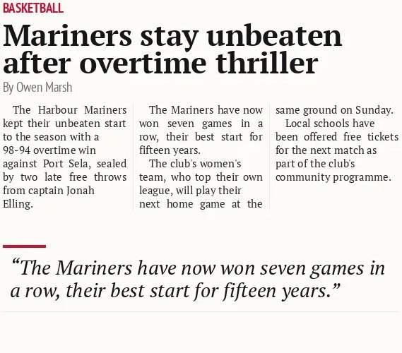 Mariners stay unbeaten after overtime thriller