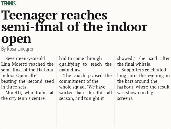 Teenager reaches semi-final of the indoor open