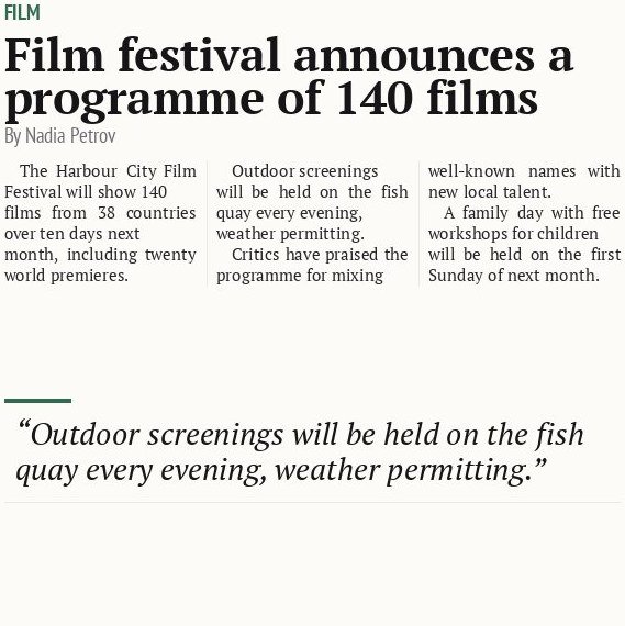 Film festival announces a programme of 140 films