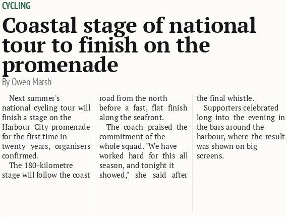 Coastal stage of national tour to finish on the promenade