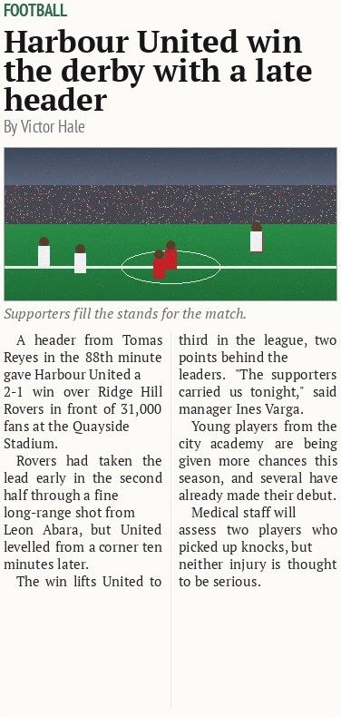 Harbour United win the derby with a late header