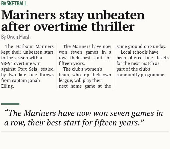 Mariners stay unbeaten after overtime thriller