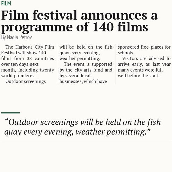 Film festival announces a programme of 140 films