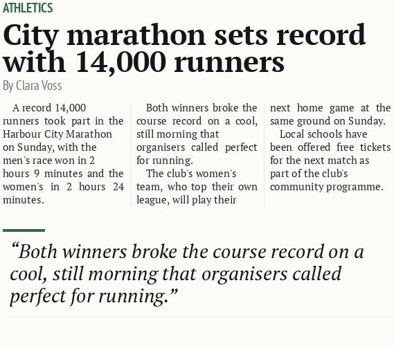 City marathon sets record with 14,000 runners