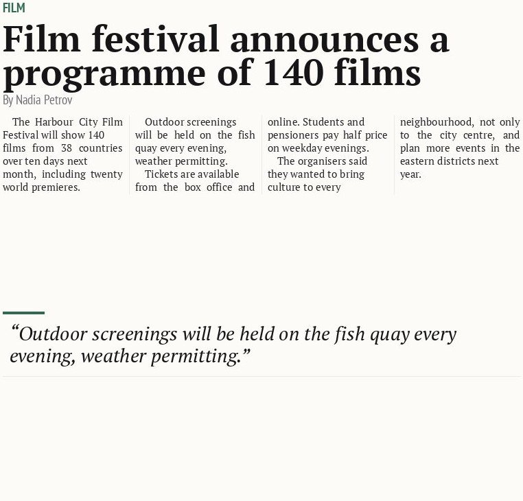 Film festival announces a programme of 140 films