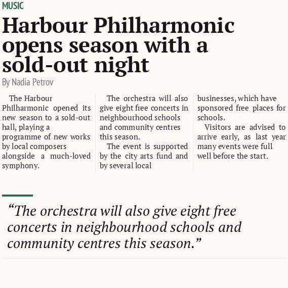 Harbour Philharmonic opens season with a sold-out night