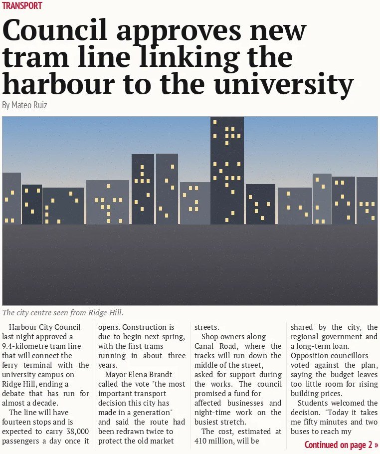 Council approves new tram line linking the harbour to the university