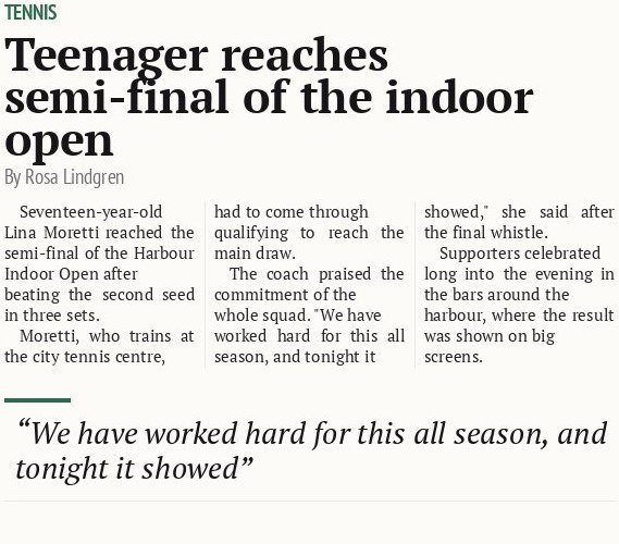 Teenager reaches semi-final of the indoor open