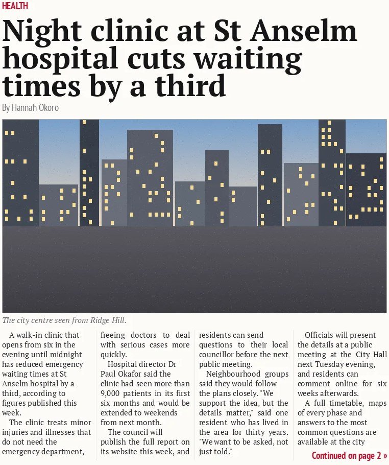 Night clinic at St Anselm hospital cuts waiting times by a third