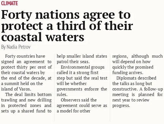 Forty nations agree to protect a third of their coastal waters